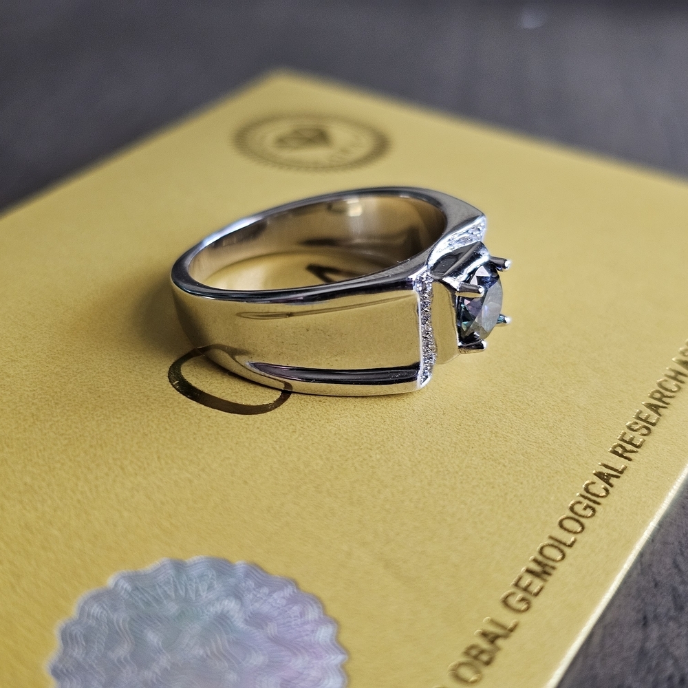 1 CT Blue Moissanite Set In 14K White Gold Filled Band - Picture 4 of 9